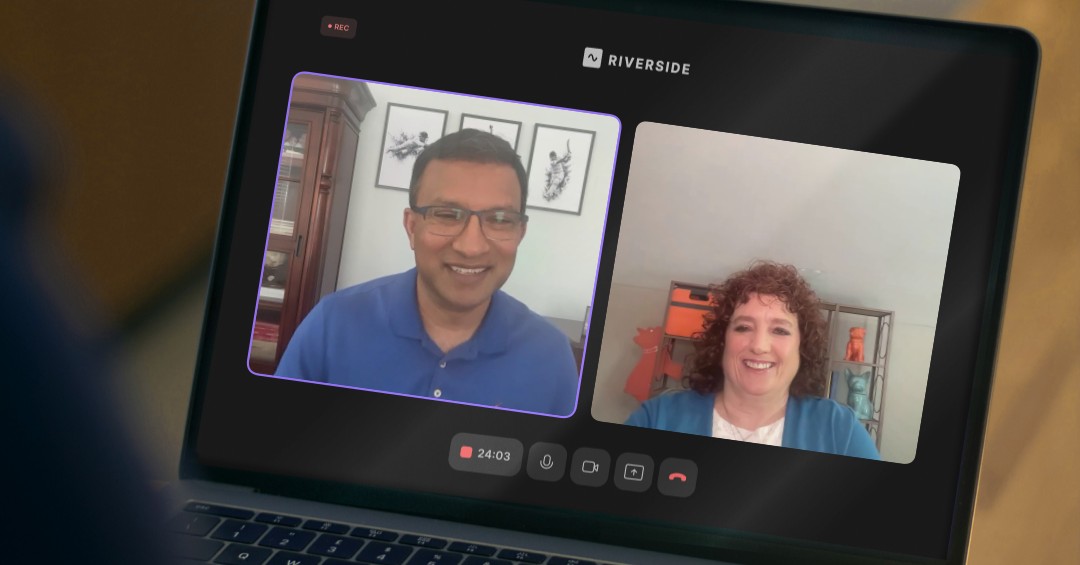 Janet recording with Rajeev Sajja, Chief AI Officer at Bright MLS